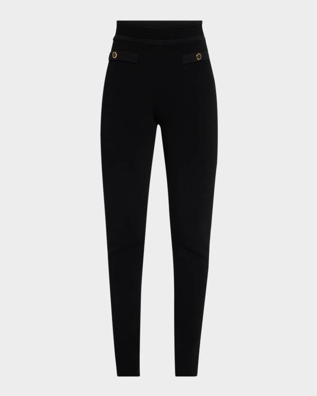 Textured Stretch Knit Skinny-Leg Pants